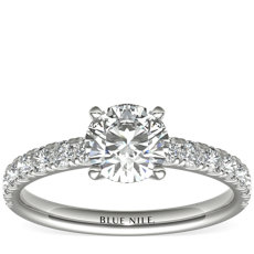 Scalloped Pave Diamond Engagement Ring in 18k White Gold (3/8 ct. tw.)